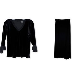 Vintage Black Velvet Long Skirt Set‎